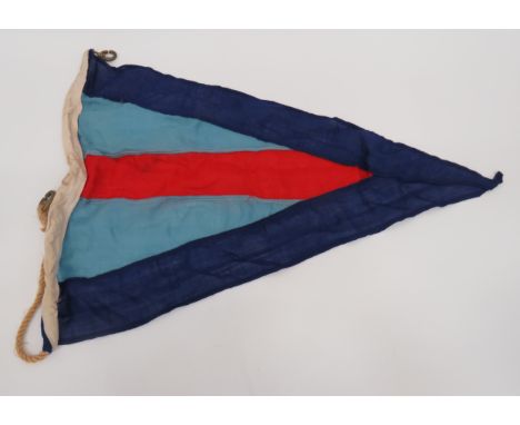 WW2 Group Captain's RAF Station Flagdark blue edged pennant with central light blue section with single red line.  White line