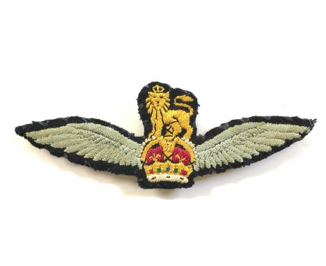 WW2 1st Glider pilot cloth embroidered Wing / Army Flying BadgeA good large flat embroidered example. retaining brass backing