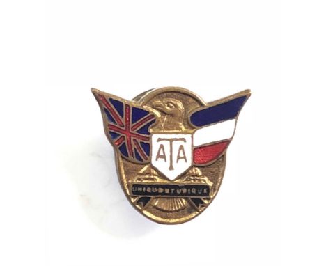 WW2 Air Transport Auxiliary ATA Britain &amp; France Lapel Badge.A very rare example, this gilt &amp; enamel lapel badge depi