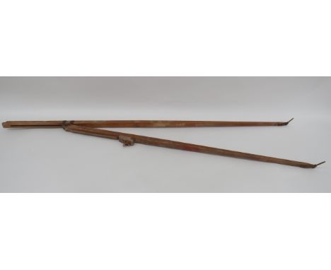 WW1/ Interwar Wooden Rib From Airshippolished wooden, divider shape, wooden rib.  Upper steel joining bracket.  Lower steel f