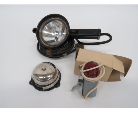 USAAF Bail Out Bell and Signal Lampelectrical, aircraft alarm bell.  Maker's label dated '44'.  Together with an American mad