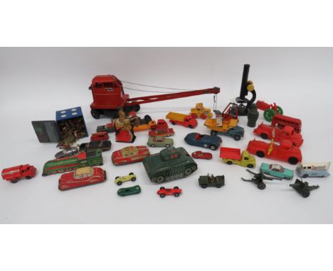 Selection of Vintage Toys.Including a Triang 'Jones KL 44 Crane'. ... Tinplate American style cars. ... Other cars. ... etc. 