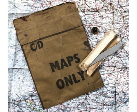 WW2 RAF Aircrew Escape Map kit.A rare example, comprising: Colour printed double sided silk map Area C/D.... Miniature compas