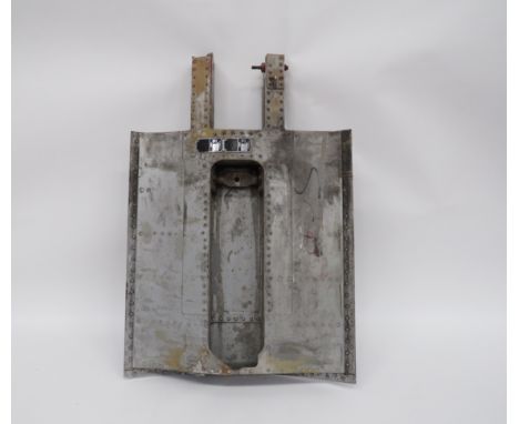 RAF Lightening Jet Aircraft Air Brake Panelsquare panel with with top U shape bracket.  Grey front paintwork.  The rear box h