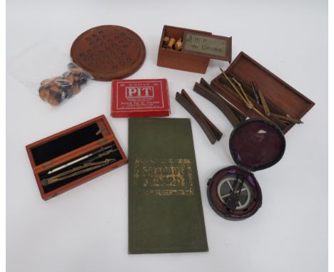 Selection of Vintage Games. Drawing Instrument &amp; Sighting Device.A good mixed selection. 