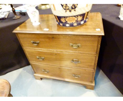 Antique oak three long chest of drawers on bracket feet, 80 x 42 x 78 cm 