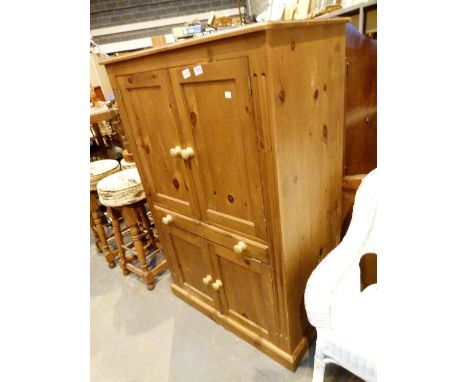 Pine cupboard with sliding shelf   CONDITION REPORT:  93 x 62 x 153 H cm 