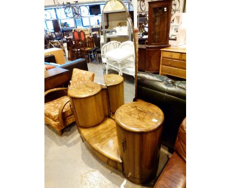 Art Deco walnut dressing table    CONDITION REPORT:  Light spotting left hand side top, 3 marks less than 1 cm. Mirror has sl