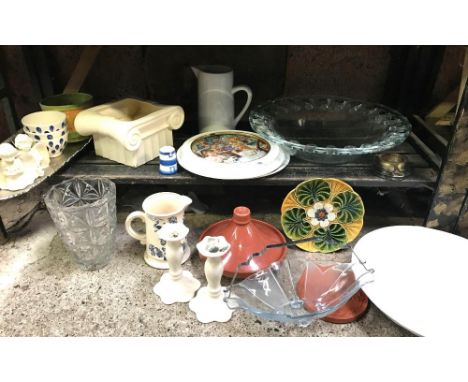 SHELF OF POTTERY, CHINA &amp; GLASSWARE