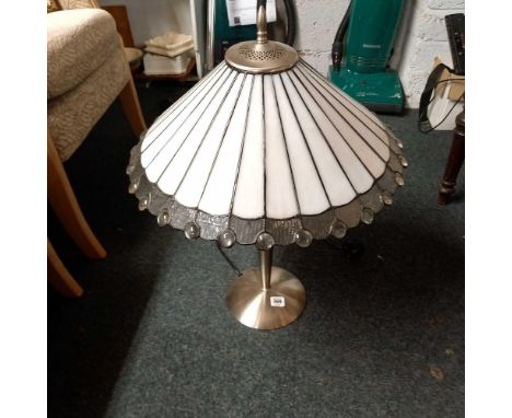 MODERN CHROME STANDARD LAMP &amp; MODERN CHROME TABLE LAMP WITH MATCHING TIFFANY STYLE LAMP SHADES