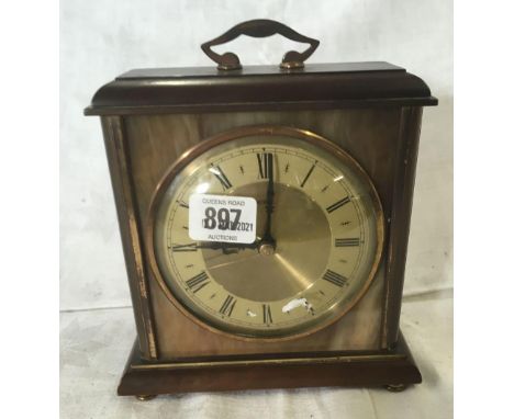 BRASS &amp; ONYX MANTEL CLOCK- UNKNOWN IF WORKING