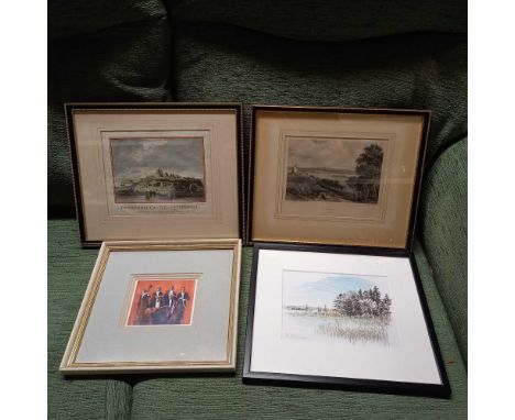 QTY OF F/G PRINTS &amp; WATERCOLOUR BY R. HODLMOSER OF AN URBAN RIVER SCENE