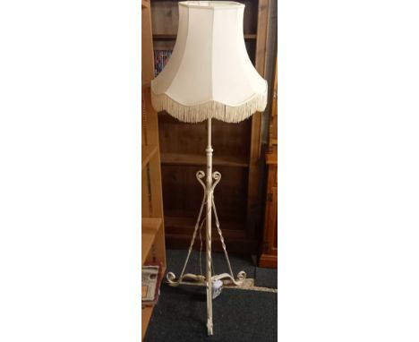 PAINTED WROUGHT IRON DECORATIVE STANDARD LAMP WITH SHADE &amp; TIMER (NEEDS TO BE RE-WIRED)