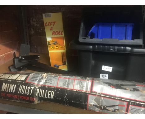 MINI HOIST PULLER SPEAKER STANDS, PLASTIC BOXES ETC