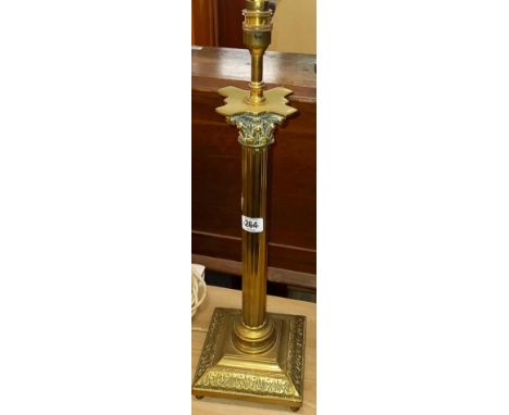 HEAVY BRASS COLUMN STYLE TABLE LAMP (NO SHADE)