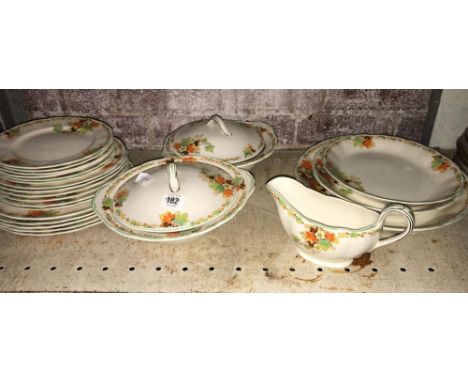 SHELF OF VINTAGE GRINDLEY FLORAL PATTERNED DINNERWARE 