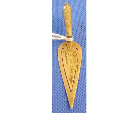 SILVER TROWEL BOOKMARK BY A&amp;L, B'HAM 1984 - 95 W/CANNON BARREL HANDLE