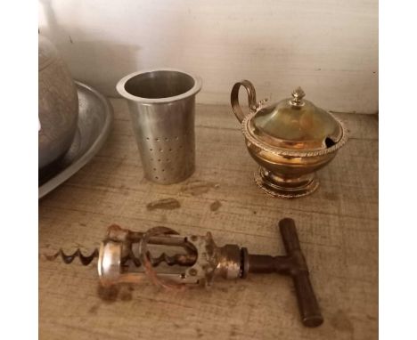 SHELF OF PLATEDWARE &amp; PEWTER WARE