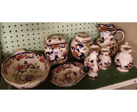 SHELF OF MASONS CHINAWARE, PATTERN MANDALAY