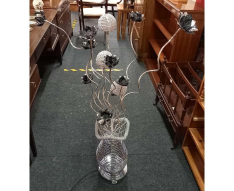 TALL FLORAL FLOOR LAMP WITH COLOUR CHANGING BULBS