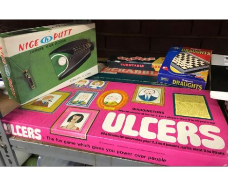 SHELF OF VARIOUS GAMES, ELECTRONIC CHESS ETC