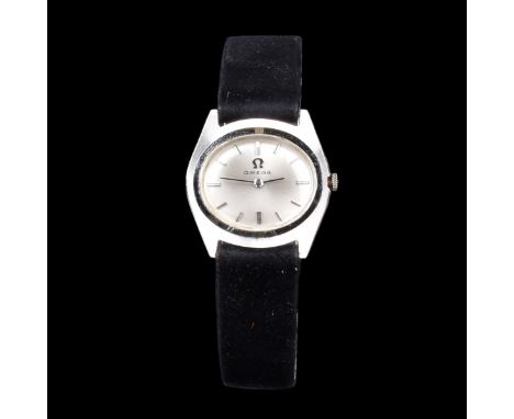 Vintage Omega 14 Karat White Gold Ladies Watch. Stamped "14k Gold" on underside.&nbsp;Manual movement. Case measures 28 mm. T