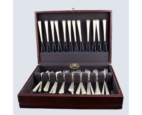 Wallace 49 piece Sterling Flatware, Royal Satin. 11 Forks 7-3/4", 12 Salad Forks, 12 Teaspoons, 12 Knives 9", 2 Butter Knives