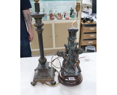 A bronzed figural lamp and one other ( 2)