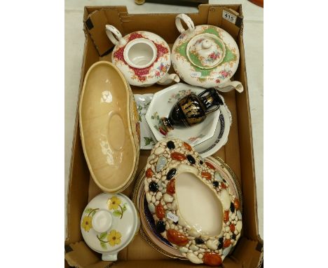A mixed collection of ceramic items to include Sylvac vase, Paragon plates, teapots etc