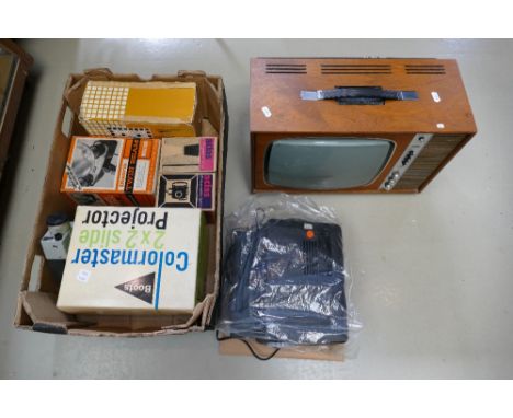 A Decca television, Zeiss projector, photography lens etc (3)