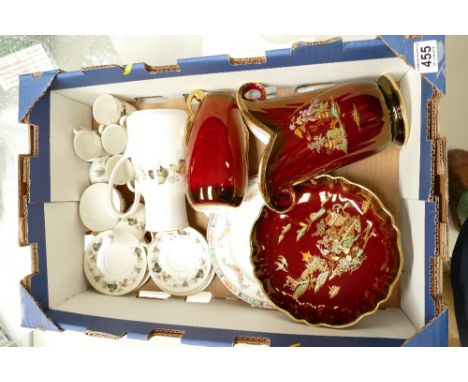 A mixed collection of ceramic items to include Carlton ware Rouge Royale vases, plates, Minton dinner plates and Royal Doulto