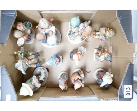 A collection of Goebel Hummel figures to include Merry Wanderer, boy with boots, Lets sing, Meditation, signs of spring, Home