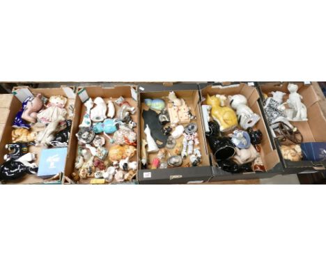 A mixed collection of ceramic, wood and resin cat figures by various manufacturers (5 trays)