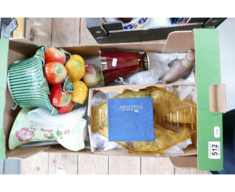 Job lot including a large ceramic bowl of fruit, Carltonware Rouge Royale vase, Aynsley Common Seal, Coalport place settings,