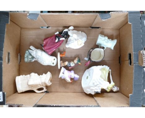 A mixed collection of ceramic items to include Royal Doulton seconds figure Ninette HN2378, damaged Heather HN2956, Francesca