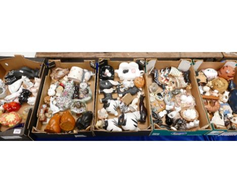 A mixed collection of ceramic, wood and resin cat figures by various manufacturers (5 trays)
