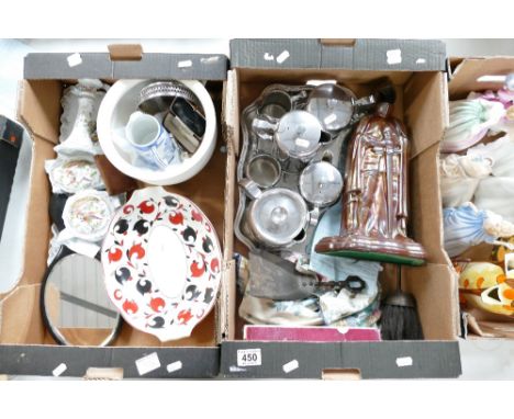 A mixed collection of ceramic items to include stainless steel teaset, Crown Ducal floral decorated large bowl, continental c