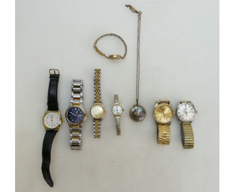 A collection of ladies and gents vintage watches including gents Tissot automatic, citizen quartz, ladies 9ct gold Bentima wa