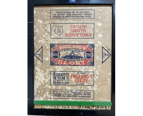 SIR PETER THOMAS BLAKE. R.A; C.B.E. BRITISH Bn. 1932 A pop art print of an England's Glory matchbox label. Signed in pencil a