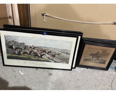 Seven framed hunting prints