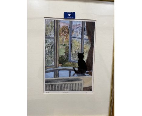 J. WOODS. BRITISH 20TH CENTURY  'Stevie' Signed monogram, inscribed and numbered 5/10. Print on paper 10' x 7'