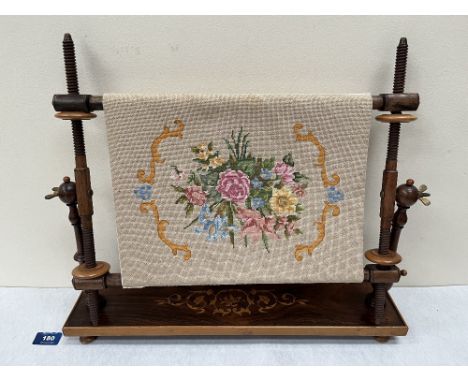 A 19th century rosewood and foliate marquetry inlaid tapestry stretcher. 19½' wide