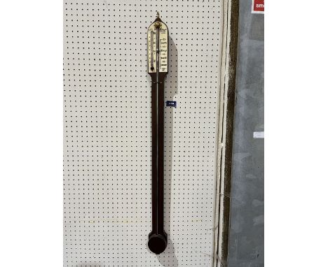 A mercurial stick barometer by Comitti &amp; Sons, London, the register with alcohol thermometer. 36' high