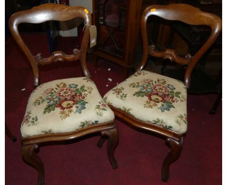 A collection of various Victorian chairs to include; five various sundry balloon back salon chairs, an Edwardian single parlo