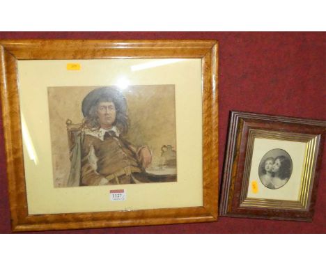 Late 19th century English school  - portrait of a young cavalier, watercolor, monogrammed and dated 1897 lower left, 19x24cm,