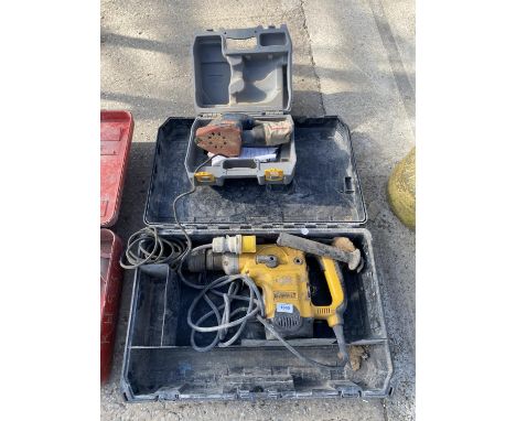 A DEWALT ELECTRIC BREAKER DRILL AND A FURTHER RYOBI ORBITAL SANDER 