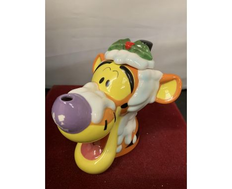 A BORDER FINE ARTS SMALL 'TIGGER WINTER HEAD TEAPOT' FROM THE DISNEY CHARACTER TEAPOT COLLECTION FDY11417 