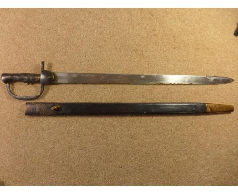 A REPLICA BAKER RIFLE SWORD BAYONET AND SCABBARD 