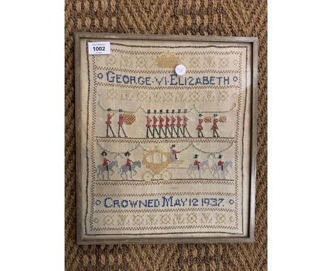 A FRAMED NEEDLEWORK SAMPLER 