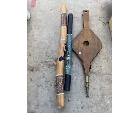 TWO DIDGERDOOS AND A VINTAGE BLOWER 